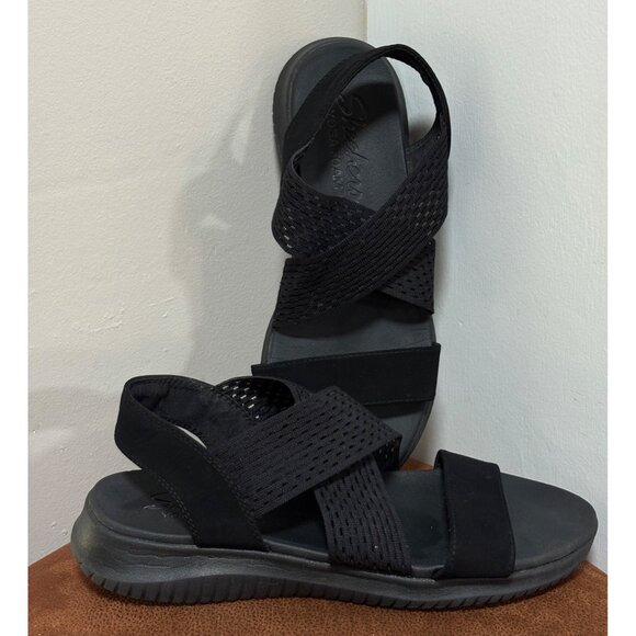 SKECHERS YOGA FOAM WOMENS SLINGBACK SLIP ON BLACK SANDALS SIZE 10 COMFORT LIGHT - Picture 1 of 8
